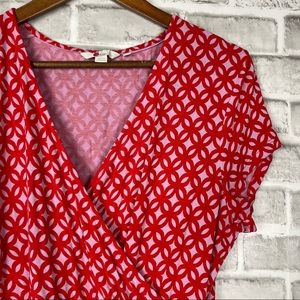 Boden Red and Pink Geometric Midi Dress